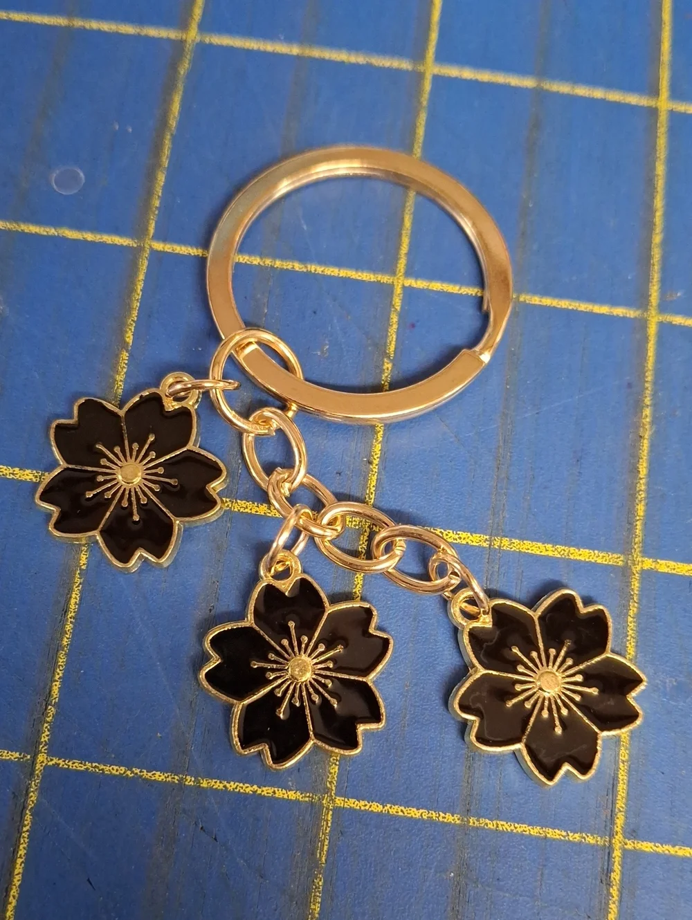 Flower Black Gold Tone 3